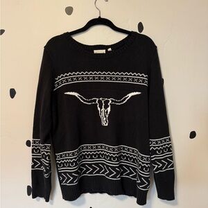 Cotton & Rye Longhorn Sweater, black, size large.